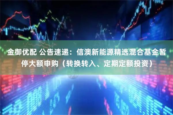 金御优配 公告速递：信澳新能源精选混合基金暂停大额申购（转换转入、定期定额投资）