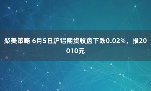 聚美策略 6月5日沪铝期货收盘下跌0.02%，报20010元