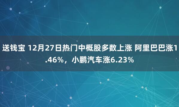 送钱宝 12月27日热门中概股多数上涨 阿里巴巴涨1.46%，小鹏汽车涨6.23%