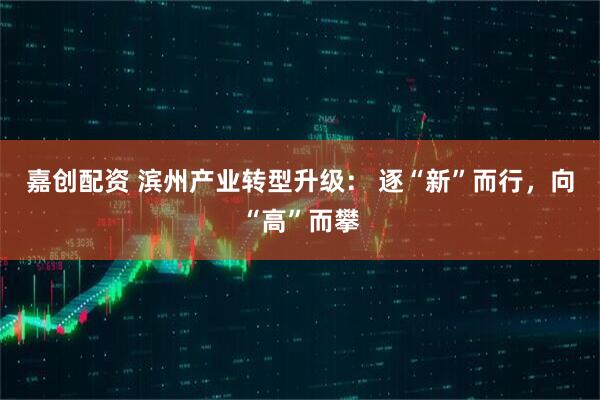 嘉创配资 滨州产业转型升级： 逐“新”而行，向“高”而攀