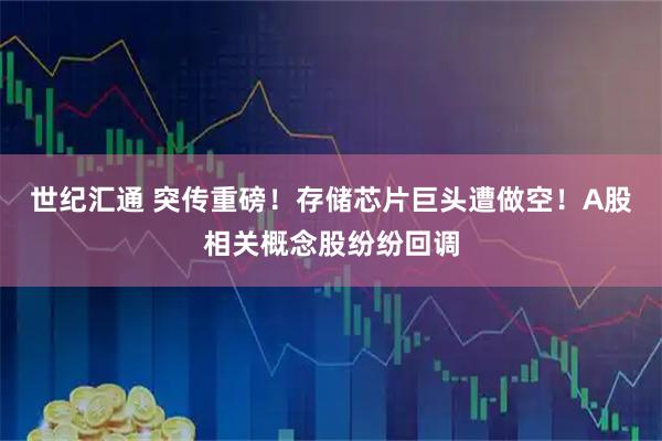 世纪汇通 突传重磅！存储芯片巨头遭做空！A股相关概念股纷纷回调